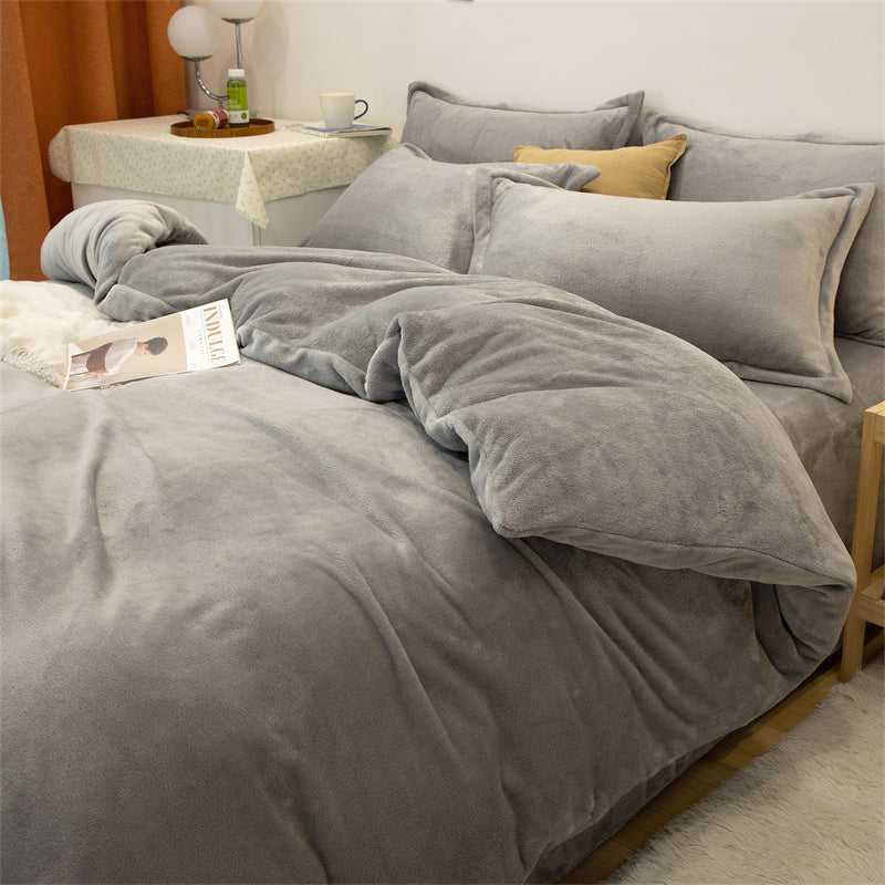 Four Piece Set With Double-sided Fleece Duvet Cover