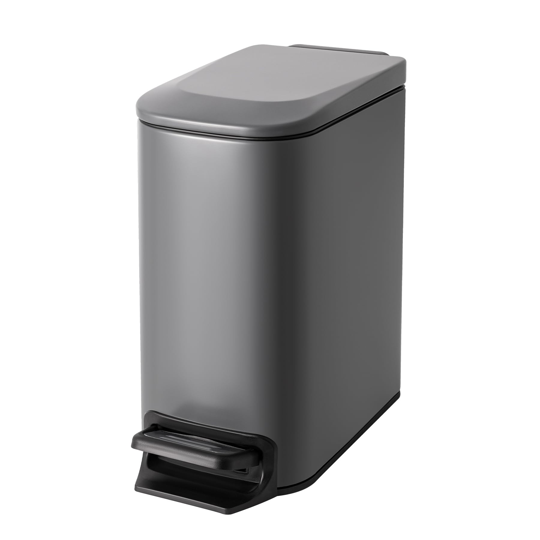 Cesun Small Bathroom Trash Can with Lid, 1.6 Gal, Soft Close, Matte Black