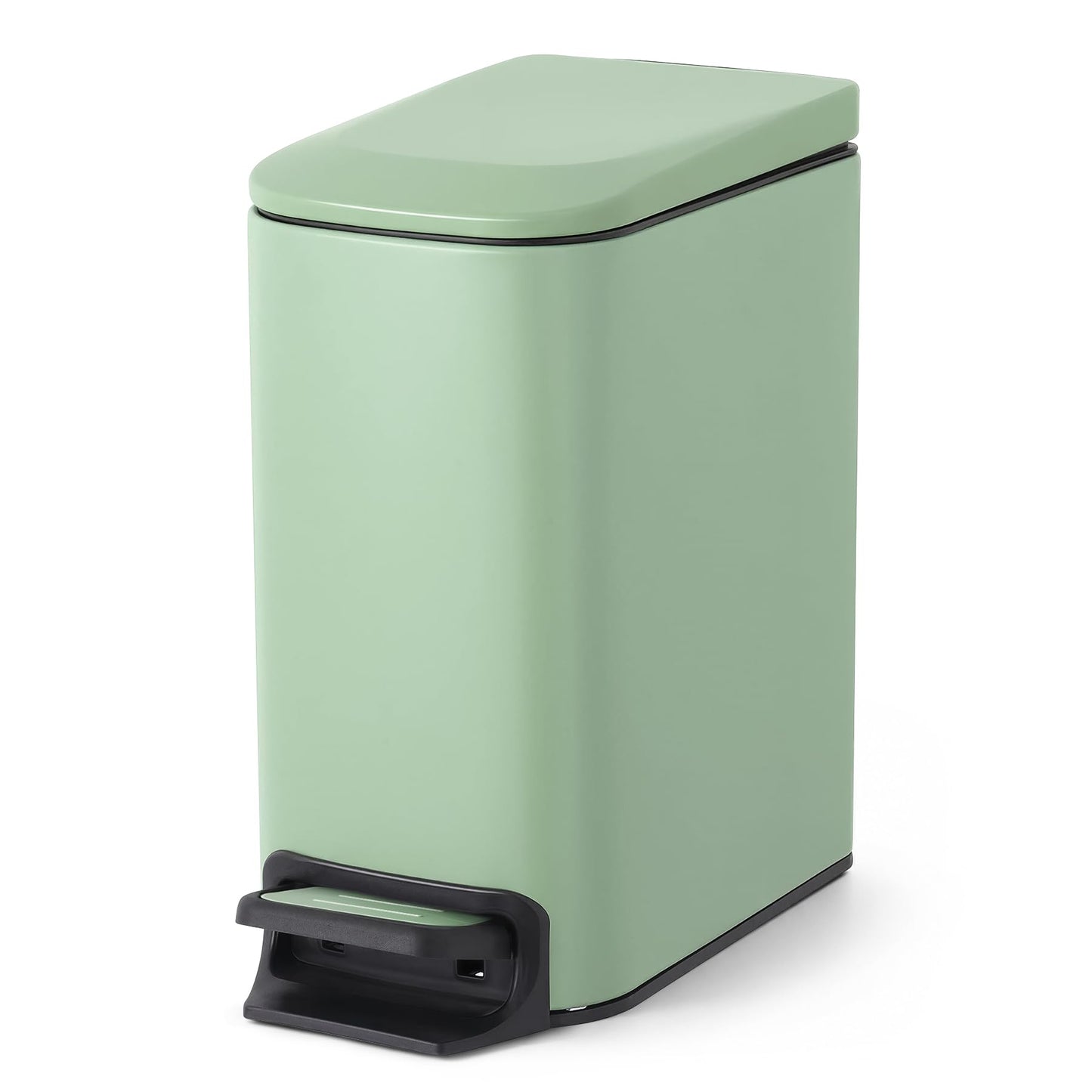 Cesun Small Bathroom Trash Can with Lid, 1.6 Gal, Soft Close, Matte Black