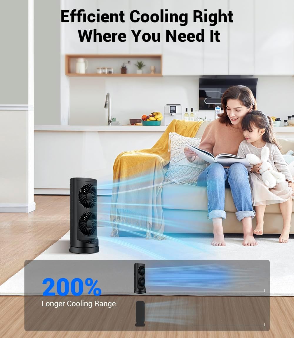 Personal Tower Cooling Fans that Blow Cold Air,25dB Quiet Fan with 24ft/s