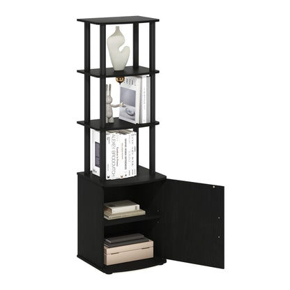 Furinno Turn-N-Tube No Tools 3D 3-Tier Entertainment TV Stand up to 50 inch TV, Round Tubes, Dark Brown / Black