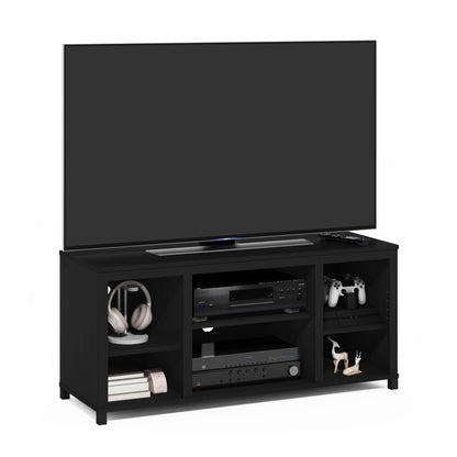 Furinno Turn-N-Tube No Tools 3D 3-Tier Entertainment TV Stand up to 50 inch TV, Round Tubes, Dark Brown / Black