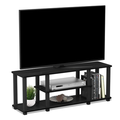 Furinno Turn-N-Tube No Tools 3D 3-Tier Entertainment TV Stand up to 50 inch TV, Round Tubes, Dark Brown / Black