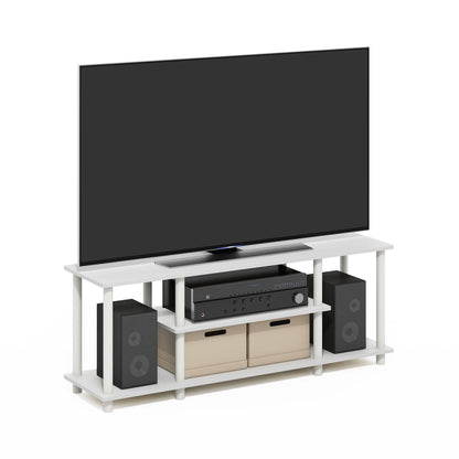 Furinno Turn-N-Tube No Tools 3D 3-Tier Entertainment TV Stand up to 50 inch TV, Round Tubes, Dark Brown / Black