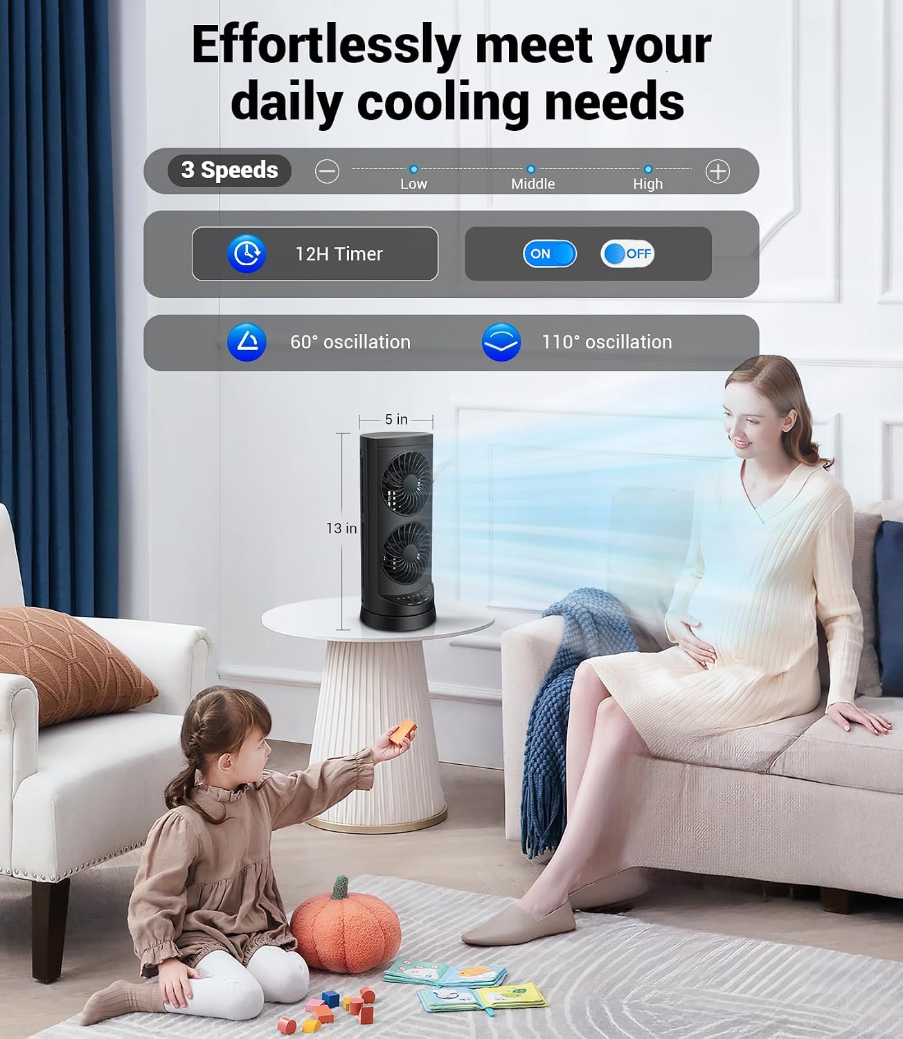 Personal Tower Cooling Fans that Blow Cold Air,25dB Quiet Fan with 24ft/s