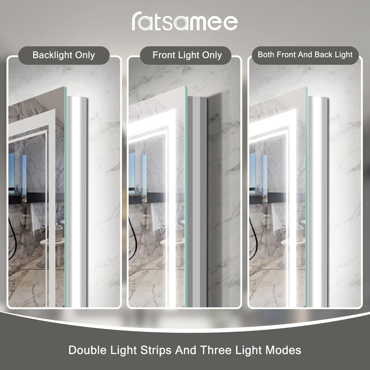 Ratsamee 24x32 LED Bathroom Mirror with Lights, Backlit+Front Lit, Anti-Fog