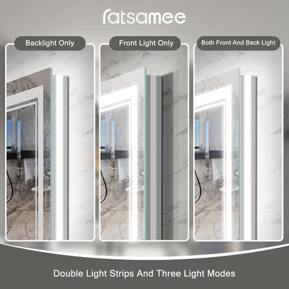 Ratsamee 24x32 LED Bathroom Mirror with Lights, Backlit+Front Lit, Anti-Fog