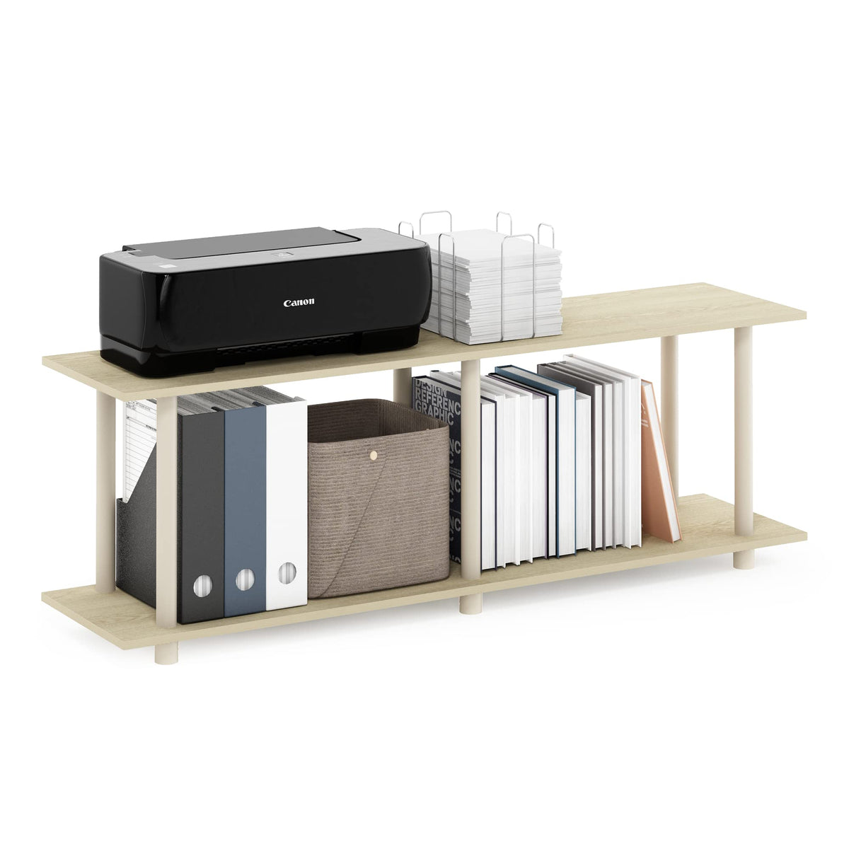 Furinno Turn-N-Tube No Tools 3D 3-Tier Entertainment TV Stand up to 50 inch TV, Round Tubes, Dark Brown / Black