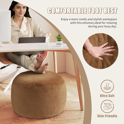 Gericco Round Stuffed Pouf Ottoman for Foot Rest, A Round Modern Foam Filled Poufs, Floor Chair for Living Room, Nursery, Dorm, A Soft Modern Foot Stool Perfect to Rest Your Feet (Orange, 20Inch)