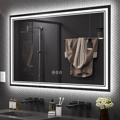 Ratsamee 24x32 LED Bathroom Mirror with Lights, Backlit+Front Lit, Anti-Fog
