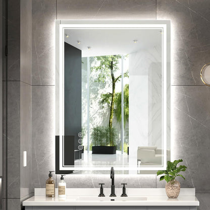Ratsamee 24x32 LED Bathroom Mirror with Lights, Backlit+Front Lit, Anti-Fog