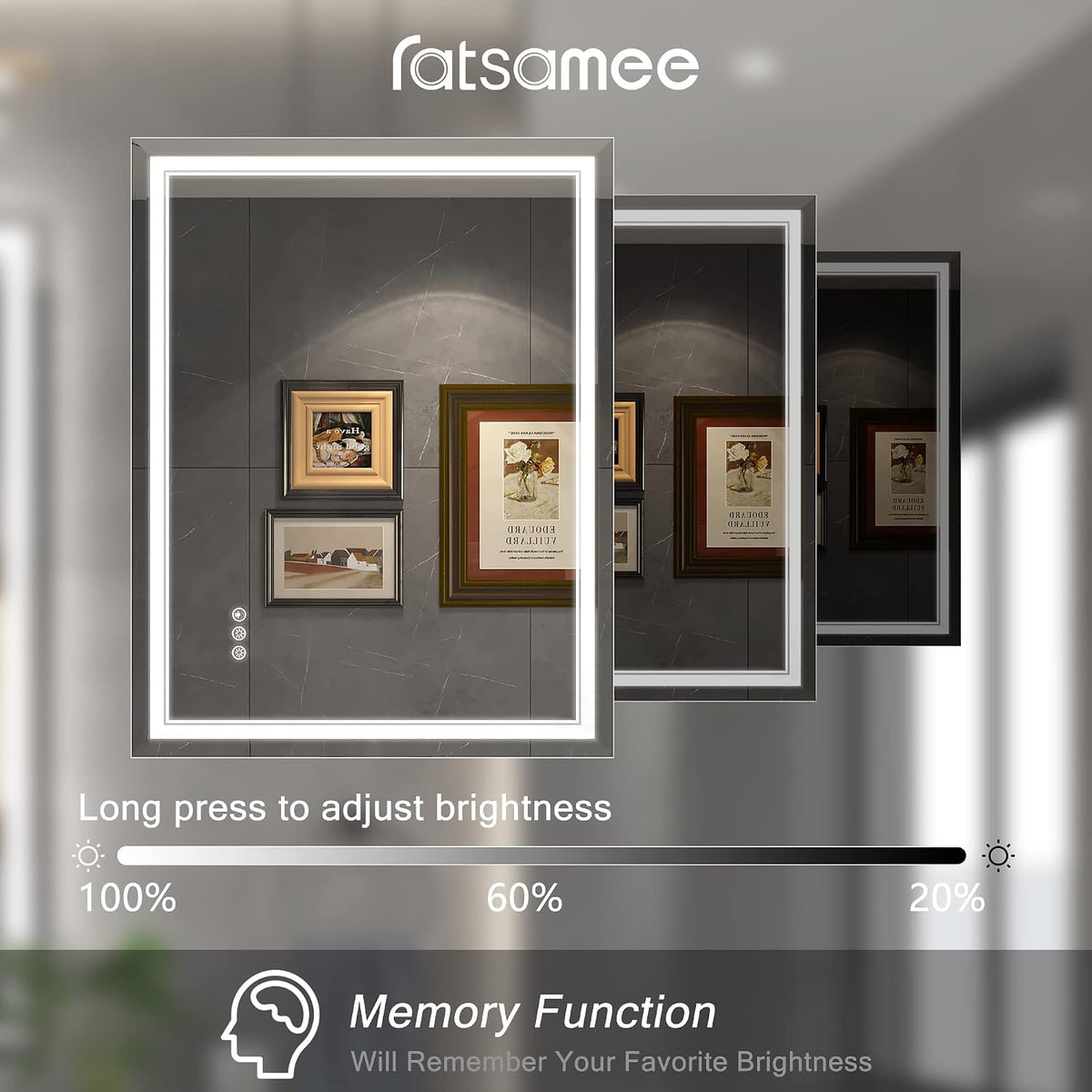 Ratsamee 24x32 LED Bathroom Mirror with Lights, Backlit+Front Lit, Anti-Fog