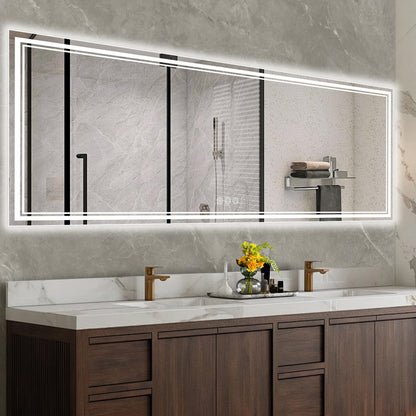 Ratsamee 24x32 LED Bathroom Mirror with Lights, Backlit+Front Lit, Anti-Fog