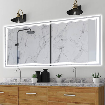 Ratsamee 24x32 LED Bathroom Mirror with Lights, Backlit+Front Lit, Anti-Fog