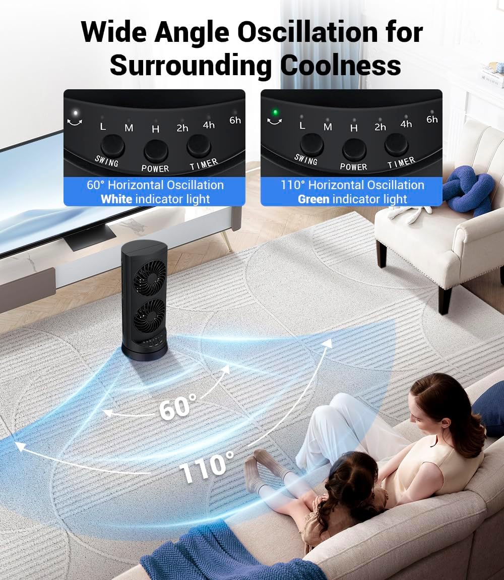 Personal Tower Cooling Fans that Blow Cold Air,25dB Quiet Fan with 24ft/s