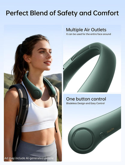 JISULIFE Portable Neck Fan, Hands Free Bladeless Fan, 5 Speeds, 4000 mAh