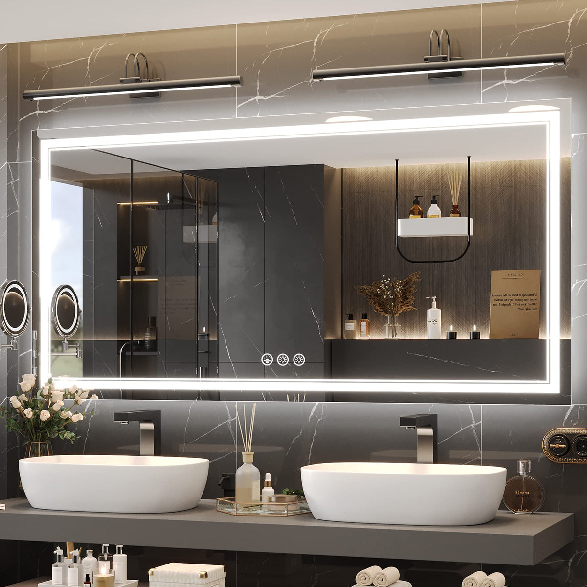 Ratsamee 24x32 LED Bathroom Mirror with Lights, Backlit+Front Lit, Anti-Fog