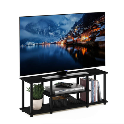 Furinno Turn-N-Tube No Tools 3D 3-Tier Entertainment TV Stand up to 50 inch TV, Round Tubes, Dark Brown / Black