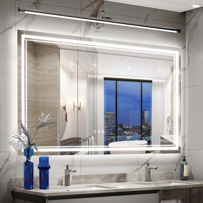 Ratsamee 24x32 LED Bathroom Mirror with Lights, Backlit+Front Lit, Anti-Fog