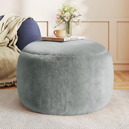 Gericco Round Stuffed Pouf Ottoman for Foot Rest, A Round Modern Foam Filled Poufs, Floor Chair for Living Room, Nursery, Dorm, A Soft Modern Foot Stool Perfect to Rest Your Feet (Orange, 20Inch)