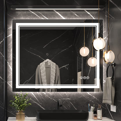 Ratsamee 24x32 LED Bathroom Mirror with Lights, Backlit+Front Lit, Anti-Fog