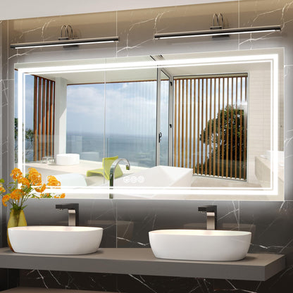 Ratsamee 24x32 LED Bathroom Mirror with Lights, Backlit+Front Lit, Anti-Fog