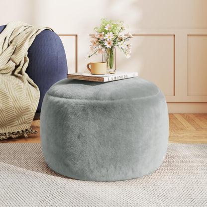 Gericco Round Stuffed Pouf Ottoman for Foot Rest, A Round Modern Foam Filled Poufs, Floor Chair for Living Room, Nursery, Dorm, A Soft Modern Foot Stool Perfect to Rest Your Feet (Orange, 20Inch)