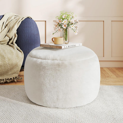 Gericco Round Stuffed Pouf Ottoman for Foot Rest, A Round Modern Foam Filled Poufs, Floor Chair for Living Room, Nursery, Dorm, A Soft Modern Foot Stool Perfect to Rest Your Feet (Orange, 20Inch)