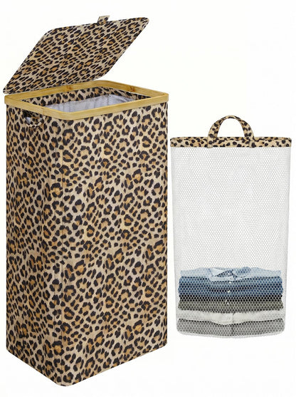 IEGrow Laundry Hamper with Lid,110L Laundry Basket with Mesh Bags,Black