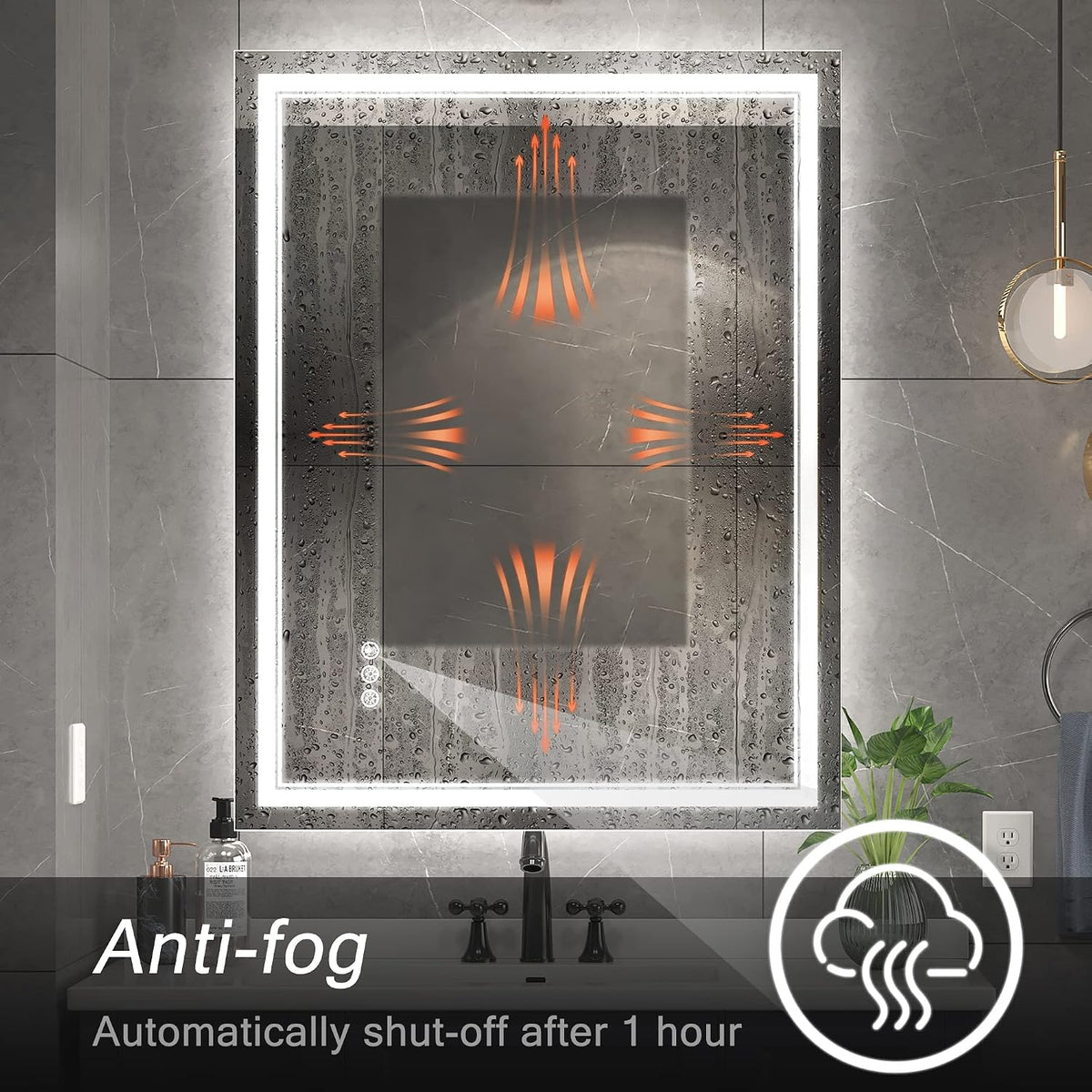 Ratsamee 24x32 LED Bathroom Mirror with Lights, Backlit+Front Lit, Anti-Fog