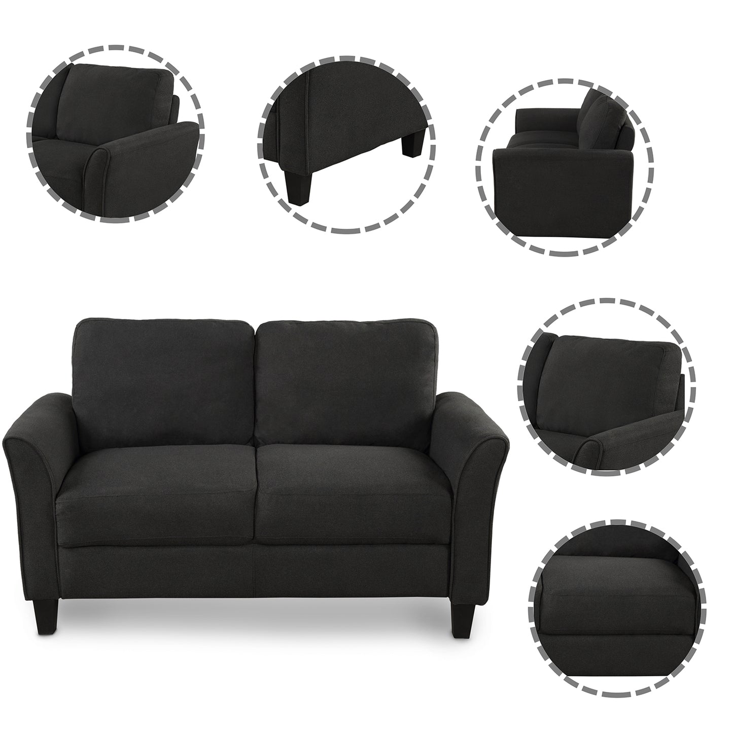 Loveseat Sofa and 3-seat  sofa (Black)