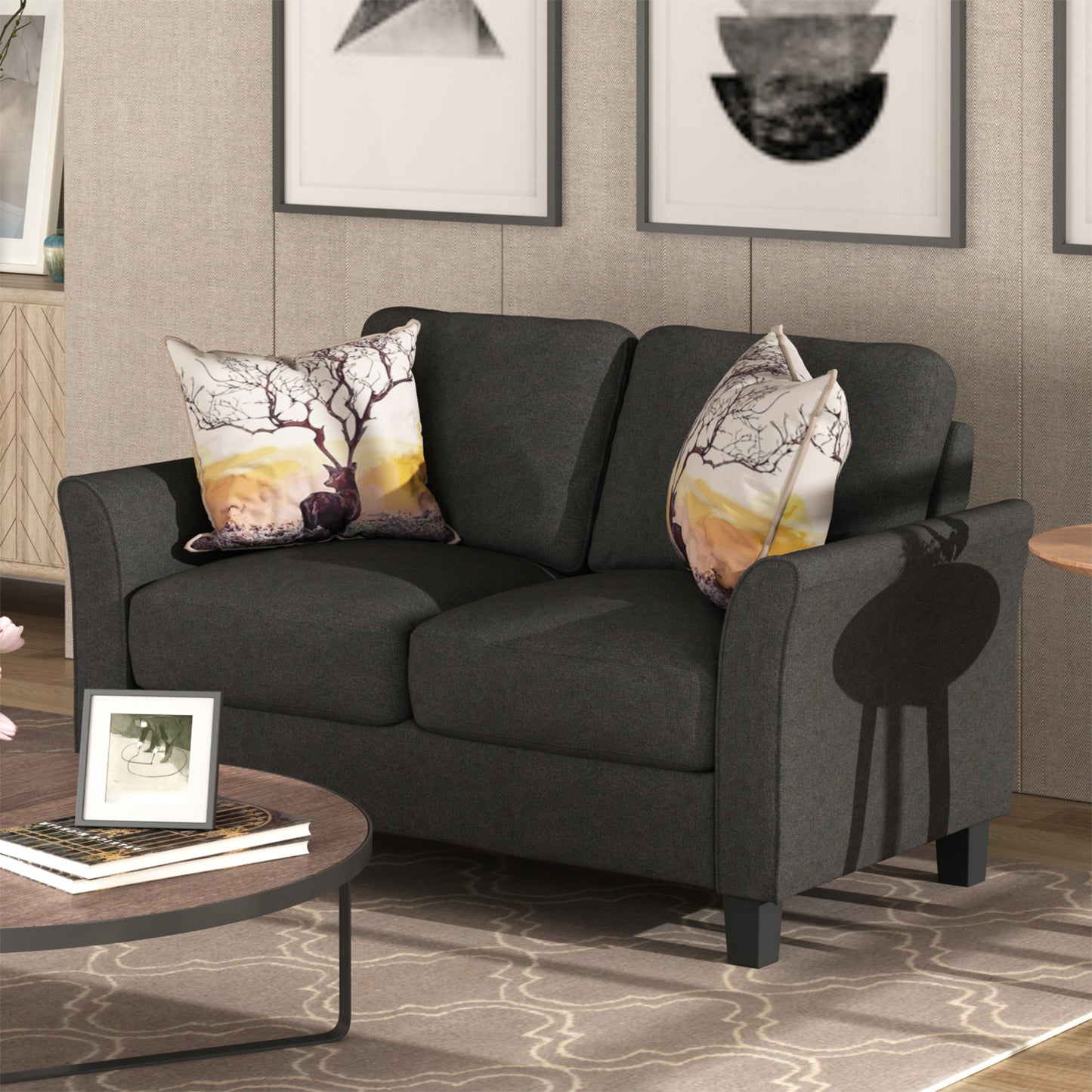 Loveseat Sofa and 3-seat  sofa (Black)