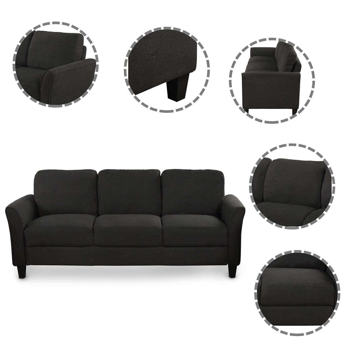 Loveseat Sofa and 3-seat  sofa (Black)