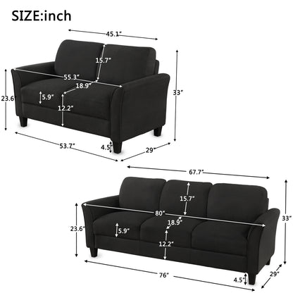 Loveseat Sofa and 3-seat  sofa (Black)