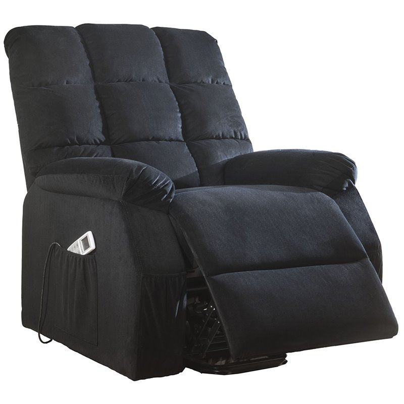 Black Velvet Recliner w/Power Lift & Massage