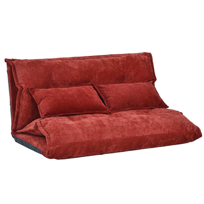 Sofa Bed Adjustable Folding Futon Sofa Bed with Two Pillows