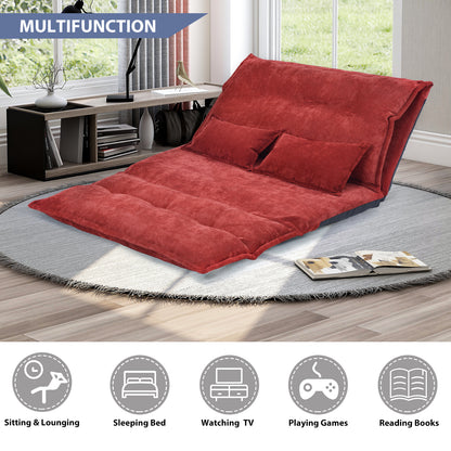 Sofa Bed Adjustable Folding Futon Sofa Bed with Two Pillows