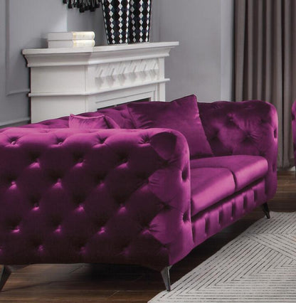 Atronia Loveseat with Purple Fabric