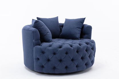 Navy Swivel Accent Fabric Chair