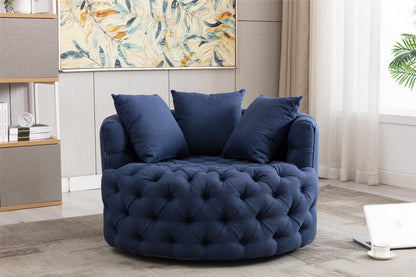 Navy Swivel Accent Fabric Chair