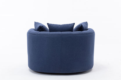 Navy Swivel Accent Fabric Chair