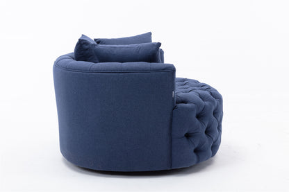 Navy Swivel Accent Fabric Chair