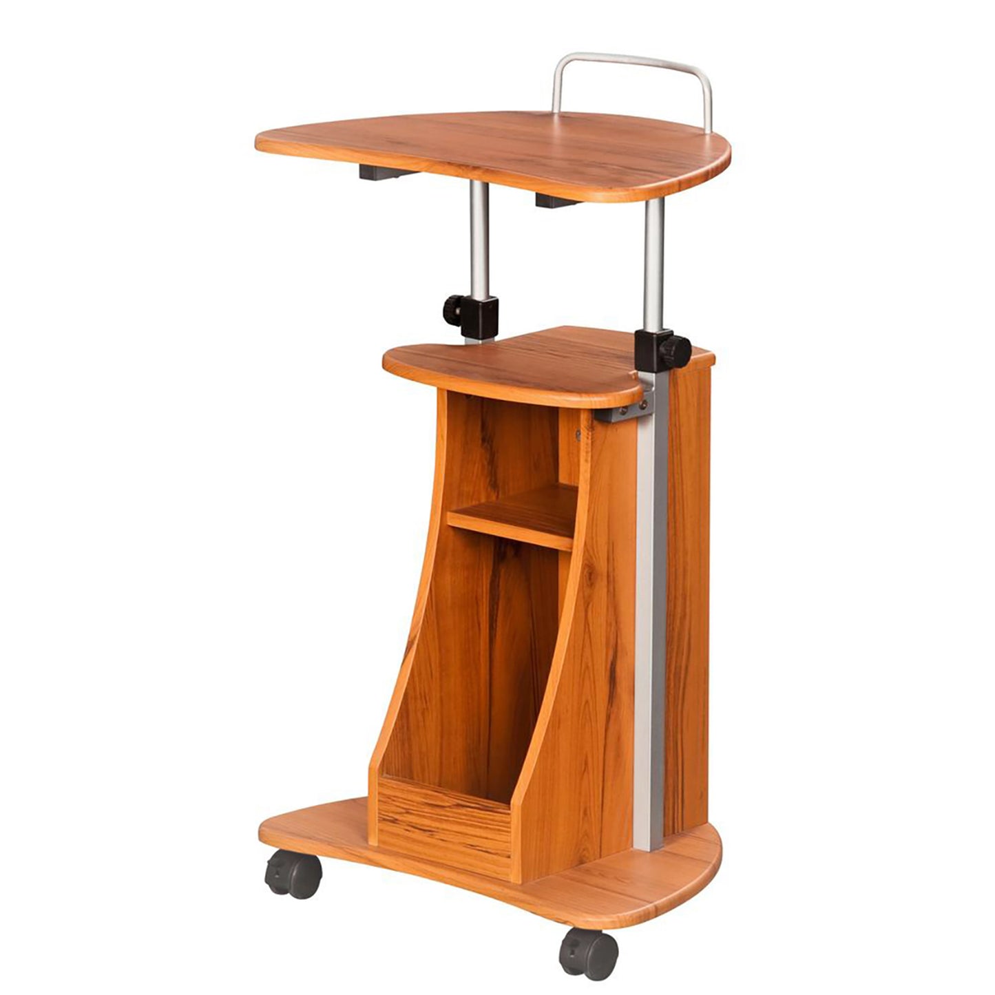 Rolling Adjustable Height Laptop Cart With Storage