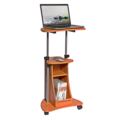 Rolling Adjustable Height Laptop Cart With Storage