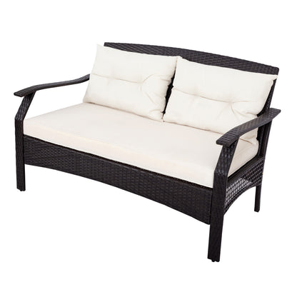 4 Piece Outdoor Rattan Sofa Seating Group with Cushions