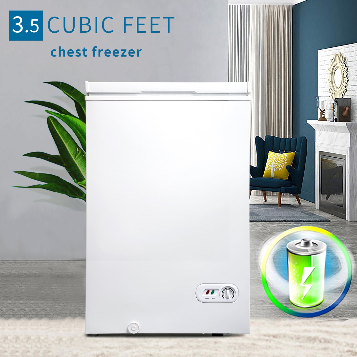 3.5 cu.ft Chest Freezer for Home and Kitchen/Dorm/Bar/Office, 7 Temperature Settings