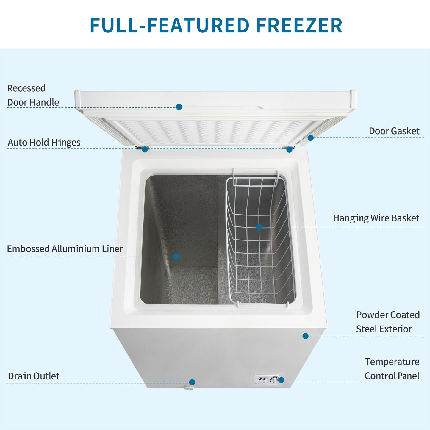 3.5 cu.ft Chest Freezer for Home and Kitchen/Dorm/Bar/Office, 7 Temperature Settings