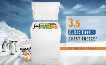 3.5 cu.ft Chest Freezer for Home and Kitchen/Dorm/Bar/Office, 7 Temperature Settings