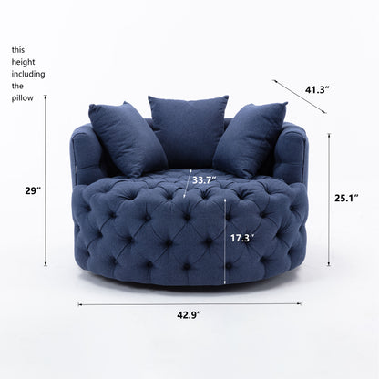 Navy Swivel Accent Fabric Chair