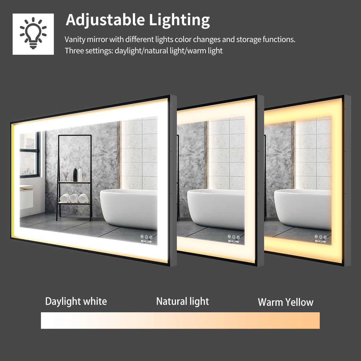 Bathroom Mirror with LED Lights and Anti-Fog Memory